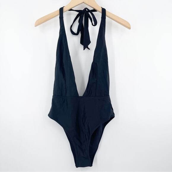 KENDALL +KYLIE Swimsuit One Piece Plunge Black Sexy Beach Swim Tie NWT Medium - Picture 3 of 12